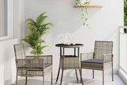 Garden Dining Set 3 pcs Grey Poly rattan
