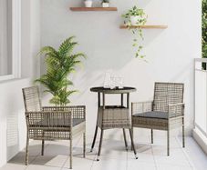 Garden Dining Set 3 pcs Grey Poly rattan