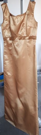 Vintage full length Gold  satin Dress