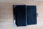 Metal and black velvet business card holder