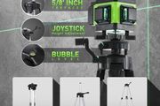 Laser lever with Tripod, Weytoll 4 x 360 degree 16 Line Self-Leveling Green Laser Line 25m with 2  2400mAh Batteries, Wall Mount Bracket, Remote Control