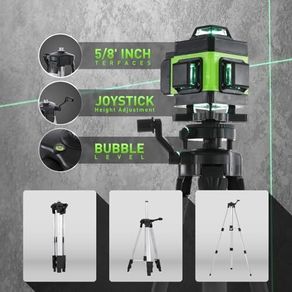 Laser lever with Tripod, Weytoll 4 x 360 degree 16 Line Self-Leveling Green Laser Line 25m with 2  2400mAh Batteries, Wall Mount Bracket, Remote Control