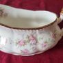 3 Piece Royal Albert Victoriana Rose Bone China Gold Gilt Gravy Boat, Gravy Boat Saucer And Square Dip Dish Set Made In England Image 7
