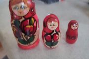 Matryoshka Matryoshka Matryoshka Babushka 3 Piece Russian Doll Old Vintage Wooden Dolls