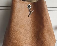Reversible Genuine Pebbled Leather & Suede Tote / Sack Bag