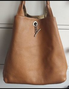 Reversible Genuine Pebbled Leather & Suede Tote / Sack Bag
