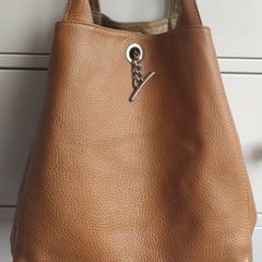 Reversible Genuine Pebbled Leather & Suede Tote / Sack Bag