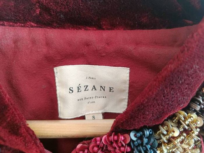 Sezane Paris Beaded & Velvet Jacket