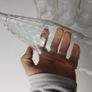 302 - Set of 4 Vintage Floral Decorative Collectible Clear Glass Tall Big Bottles Image 2