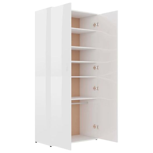 Shoe Cabinet High Gloss White 80x39x178 cm Chipboard
