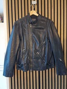 All Saints Men's Black Leather Medium Biker Jacket