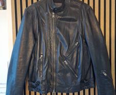 All Saints Men's Black Leather Medium Biker Jacket