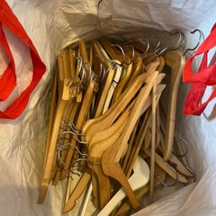 Big bag of wooden hangers