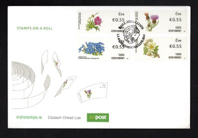2010 Ireland Wild Flowers SOAR (Stamp on a roll) An Post First Day Cover (FDC)