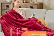 10 Heating Settings, 1-8h Timer overheat Protection, Machine Washable, Flannel &amp; Sherpa Full Body Warming, Electric Throw Blanket for Sofa