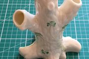 Belleek Fine China Tree Trunk  Shamrock Triple Bud Vase