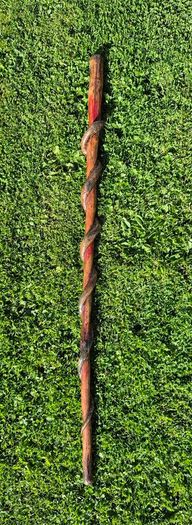 Hand-Carved Wooden Snake Walking Stick / Serpent Cane
