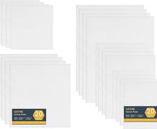 20pcs Canvas Panels (15x20-4pk, 24x30-4pk, 30x40-4pk, 20x20-4pk, 30x30-4pk) 3mm Blank Artist Canvas Board