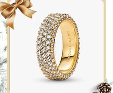 Pandora Timeless Pave Triple Row Gold Plated Ring