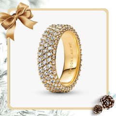 Pandora Timeless Pave Triple Row Gold Plated Ring