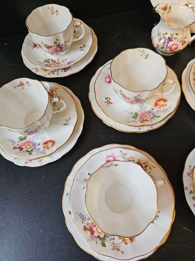 Vintage Royal Crown Derby China "Derby Posies" Bone China Tea Set