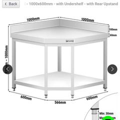 Commercial stainless steel corner prep/work table