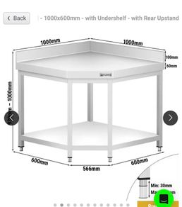 Commercial stainless steel corner prep/work table