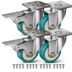 Castor Wheels with Brake Heavy Duty Swivel Wheels  50mm + Screws 200KG