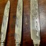 Antique Engraved Table Knives Set of 3 Image 2