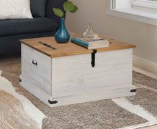 Storage Chest HALDEN White 91x91x47 cm Solid Wood Pine