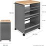 Kitchen Trolley Serving Trolley on Wheels with 3 Adjustable Levels, Worktop Kitchen - High-Quality FSC Image 2