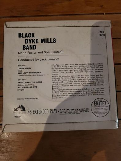 Black Dyke Mills Band Extended Play 45 RPM HMV 7EG 8818 Mono 1963