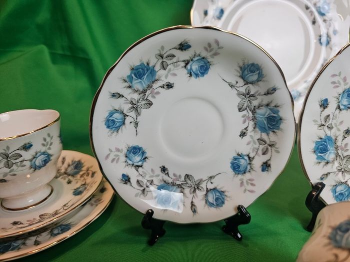 Vintage Arklow Bone China Blue Roses Tea Set | Fine Irish Porcelain with Gold Trim