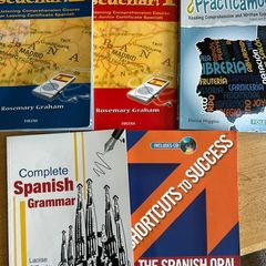 Spanish school books Vamos a Escuchar, Practicamos, Shortcurts to Success Spanish Oral