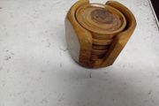 set of olive wood coasters