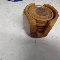 set of olive wood coasters