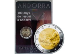 Andorra 2 Euro Base Metals Brilliant Uncirculated Coin 2024 - 100 years of Skiing