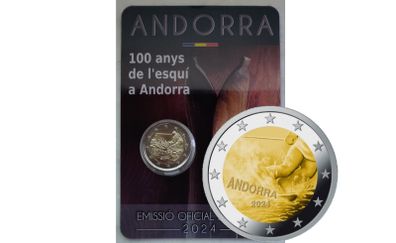 Andorra 2 Euro Base Metals Brilliant Uncirculated Coin 2024 - 100 years of Skiing
