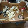 Large Theatrical or Display Lighting, including reflector lamps and colored PAR-style bulbs, with various lamp holders, plugs, and coiled electrical leads all working Image 2