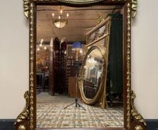 FLASH SALE ! Was 495 now 400 ! Louis XVI Style Parcel Gilt and Painted Overmantel Mirror