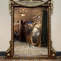 FLASH SALE ! Was 495 now 400 ! Louis XVI Style Parcel Gilt and Painted Overmantel Mirror