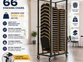 Heavy Duty Chair Trolley Holds Up to 66 Stacking Chairs Commercial Steel Storage Cart with Lockable Wheels
