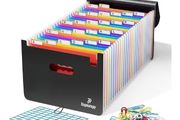 26 Folders for Paperwork A4, 34 x 25 x 4 cm Document Organiser Quality PP, Flap &amp; Elastic Cord Closure Comes with Labels, Tags &amp; Sticker Card