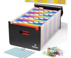 26 Folders for Paperwork A4, 34 x 25 x 4 cm Document Organiser Quality PP, Flap & Elastic Cord Closure Comes with Labels, Tags & Sticker Card