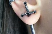 Rhinestone sword earrings