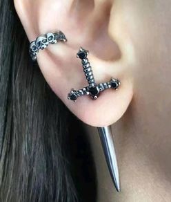 Rhinestone sword earrings