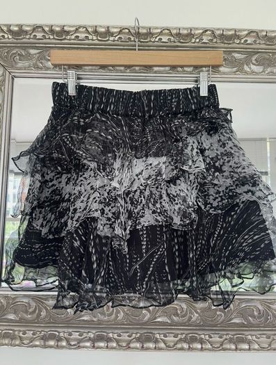 Iro Loey Ruffled Tiered Mini Skirt Black White  Size 10