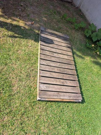double swing set and slide