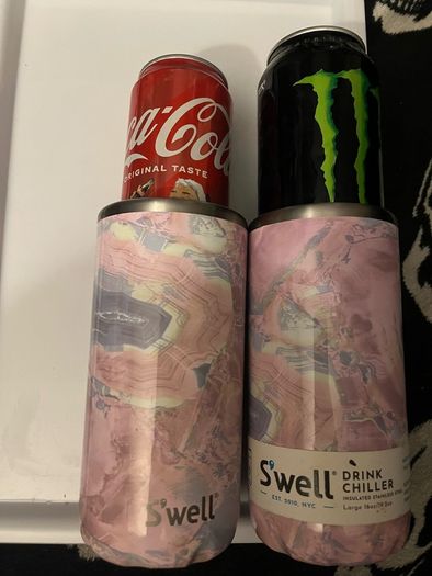 Thermal insulated bottle swell and drink cooler Swell Stainless Steel Chiller Cans and Slim Bottles Triple-Layered Vacuum-Insulated