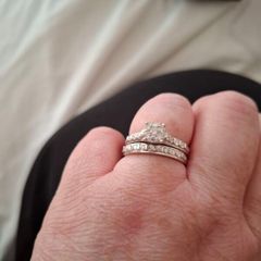 18k White Gold Natural Diamond Bridal Set  Certified